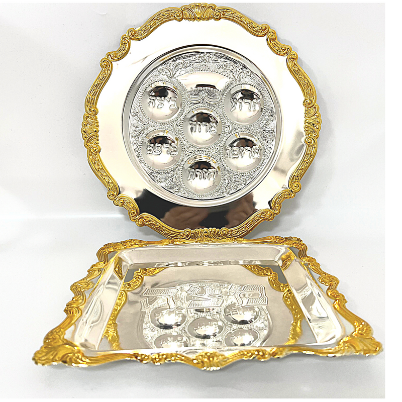 set 2 Plate&Cover Passover Seder Matzah Pesach Israel Passover Plate LRG Passover Seder + Matzah Plate Pesach Set Kosher Matzo Bread