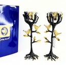 Amazing Yair Emanuel Tree of Life Candlestick Holders for Shabbat and Yom Tov | Unique Sculpted Design Gold Accent Birds
