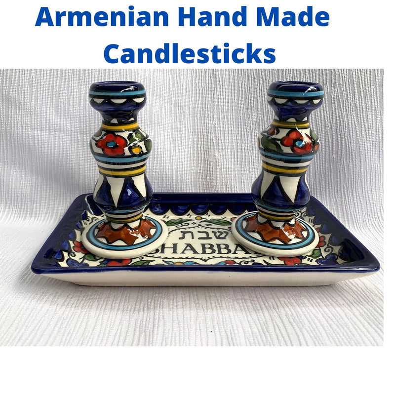 Amaizing Armenian Design Candlesticks with Matching Tray Flowers Design