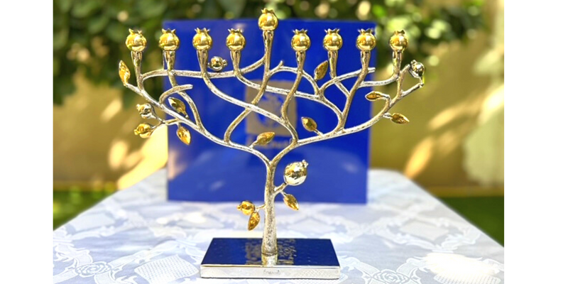 menorah hanukkah hanukkiah tree of life Pomegranate tree by yair emanuel judaica