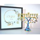 Cohen Tsemach Art & Gift Hand Painted Enamel Menorah Hanukkah Hanukkiah Pomegranate Turquoise