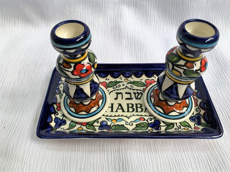 Amaizing Armenian Design Candlesticks with Matching Tray Flowers Design