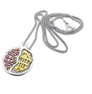 Handmade 925 Silver 9k Gold Ani Le Dodi Pomegranate Pendant Necklace set With Garnets Judaica Gift