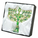 Amazing Gold Plated & Green Enamel With Zircons Inlay 9 Branch Hanukkah Menorah Chanukia From Jerusalem With Star Of David Judaica Hanukiah