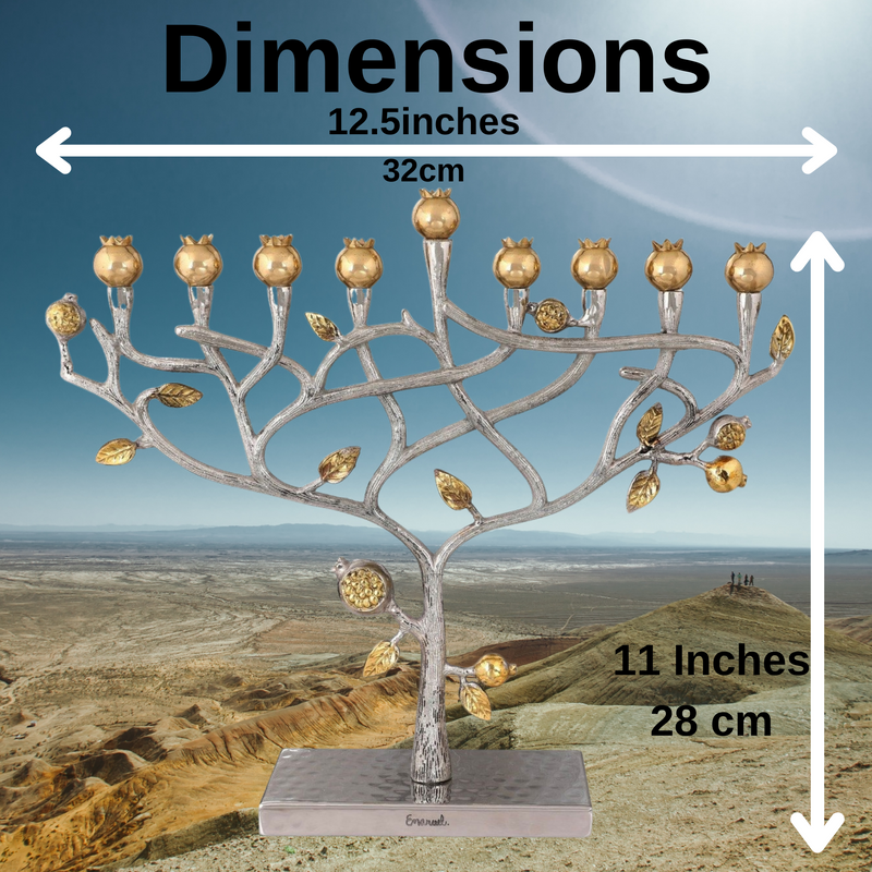 menorah hanukkah hanukkiah tree of life Pomegranate tree by yair emanuel judaica