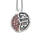 Handmade 925 Silver Ani Le Dodi Pomegranate Pendant Necklace set With Garnets