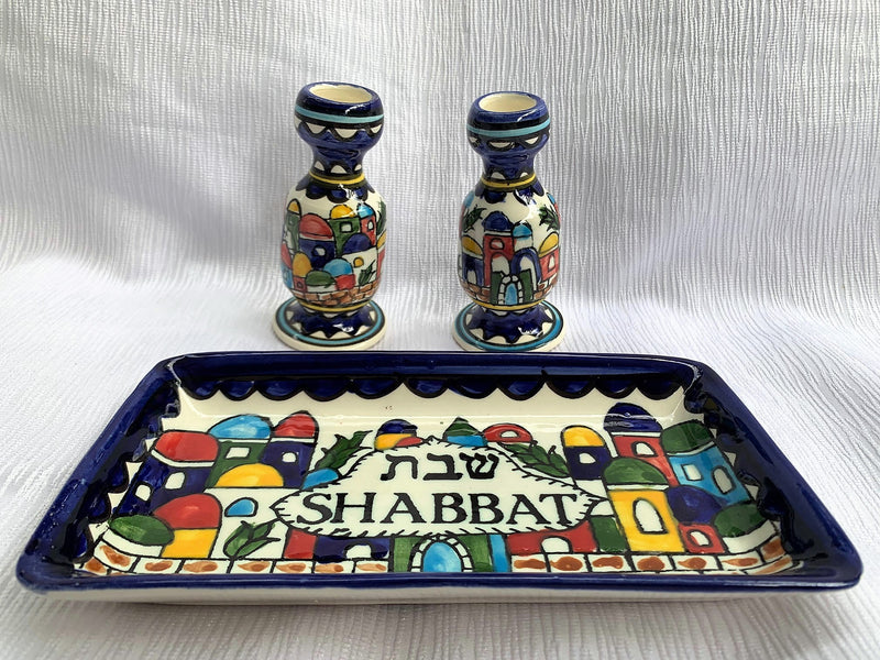 Amaizing Armenian Design Candlesticks with Matching Tray Jerusalem Design