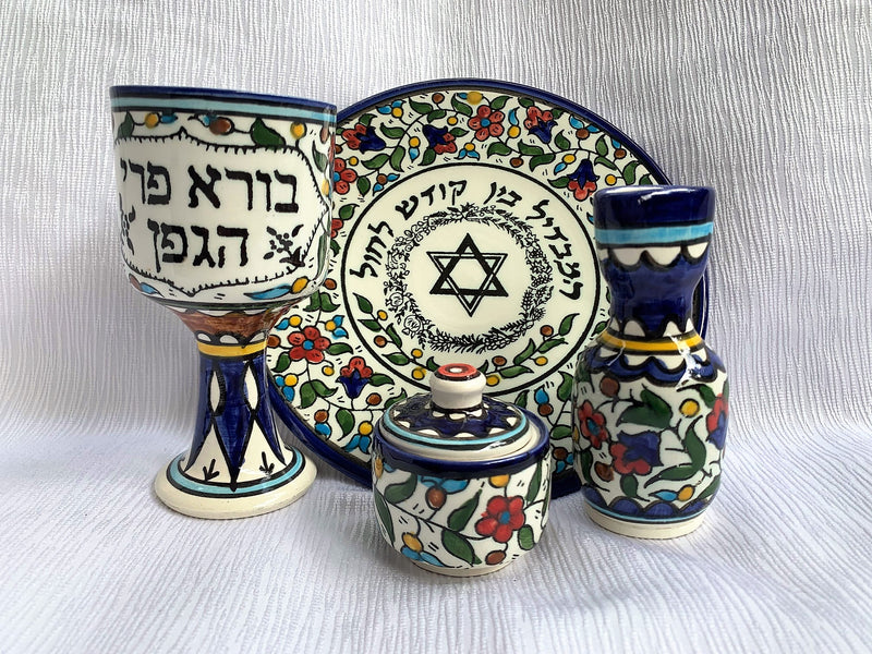 Amaizing Armenian Ceramic Havdalah Set Jerusalem Design for Shabbat Judaica Gift