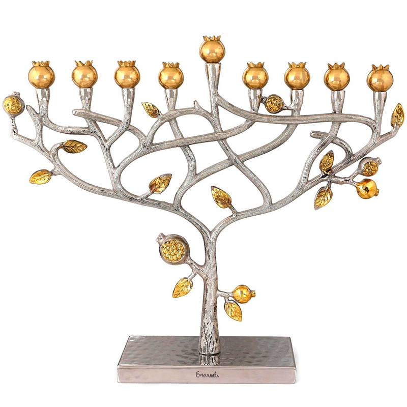 menorah hanukkah hanukkiah tree of life Pomegranate tree by yair emanuel judaica