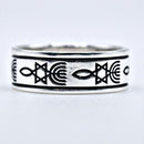 Silver 925 Ring Messianic Star Of David, Menorah, Fish Symbol Of Messianic