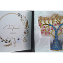 Cohen Tsemach Art & Gift Hand Painted Enamel Menorah Hanukkah Hanukkiah Pomegranate Blue & pink