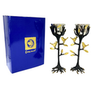 Amazing Yair Emanuel Tree of Life Candlestick Holders for Shabbat and Yom Tov | Unique Sculpted Design Gold Accent Birds