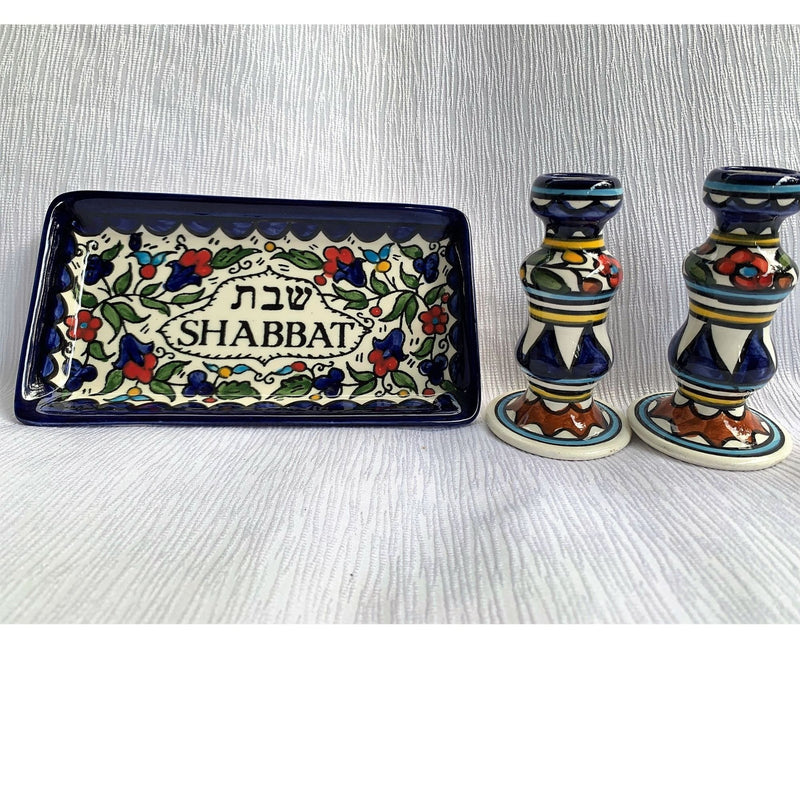 Amaizing Armenian Design Candlesticks with Matching Tray Flowers Design