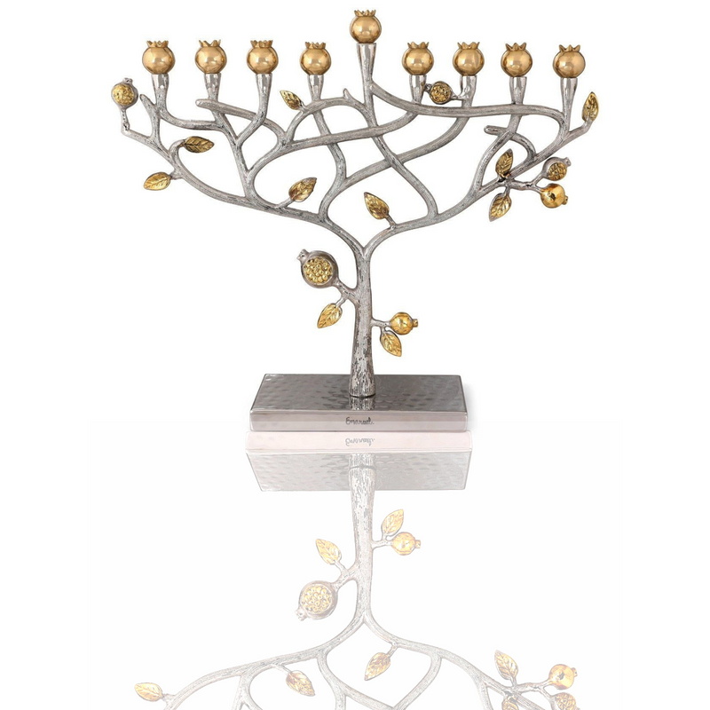 menorah hanukkah hanukkiah tree of life Pomegranate tree by yair emanuel judaica