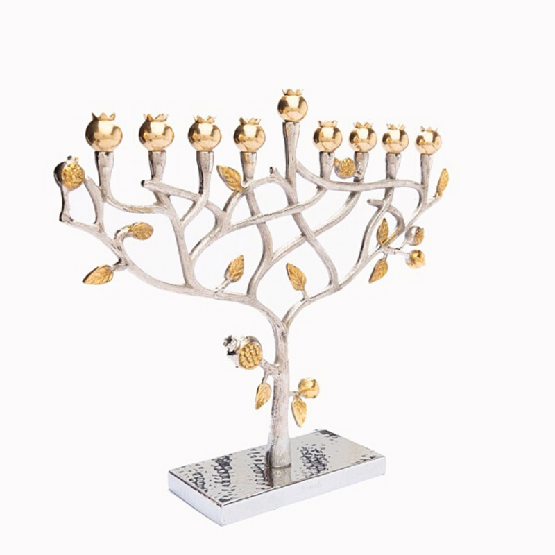 menorah hanukkah hanukkiah tree of life Pomegranate tree by yair emanuel judaica