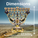 Cohen Tsemach Art & Gift Menorah Hanukkah two doves priestly breastplate purple Gold & Enamel With Zircons Nine Branch Chanukia