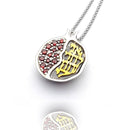 Handmade 925 Silver 9k Gold Ani Le Dodi Pomegranate Pendant Necklace set With Garnets Judaica Gift