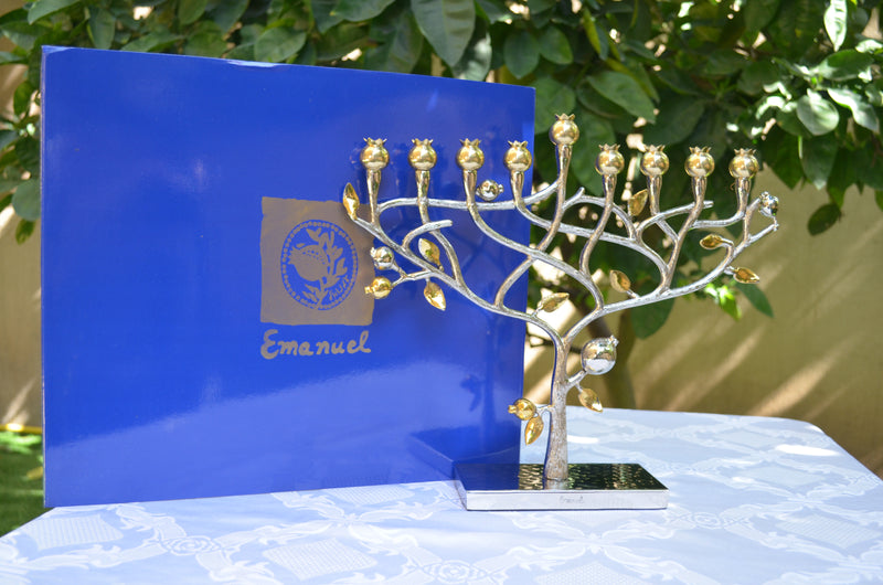 menorah hanukkah hanukkiah tree of life Pomegranate tree by yair emanuel judaica