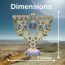 Cohen Tsemach Art&Gift Amazing Menorah Hanukkiah handmade,Blue pomegranate