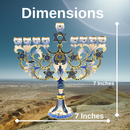 Cohen Tsemach Art & Gift Hand Painted Enamel Menorah Star of David Blue Hanukkiah hanukkah