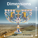 CohenTsemach Art&Gift Blue Hanukkah hanukkiah Menorah Enamel Lions Star Of David