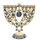 Cohen Tsemach Art&Gift Amazing Menorah Hanukkiah handmade,Blue pomegranate
