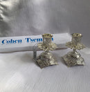 Quality Judaica Modern Silver Plated Shabbat Candlesticks Pair Set with Filigree