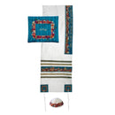 Yair Emanuel Tallit Set – Colored Jerusalem on White Background
