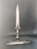 Amaizing Stainless Steel Decorated Genuine Knife Blade with Angels Road Blessing Protection Sword Knife & Cover Hunting Decoration Gift