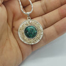 925 Silver and 9k Gold Eilat Stone Jerusalem Necklace,Eilat Stone Pendant