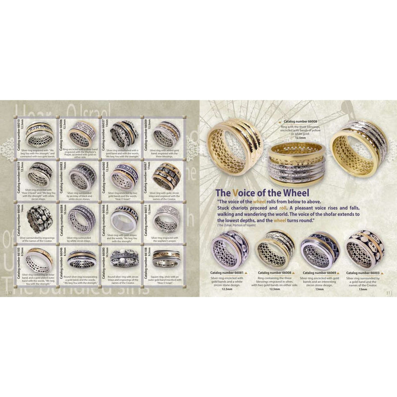 925 Sterling Silver Combined with 9k gold Hoshen Ring A- The High Priest's blessing amulet, Priestly Blessing