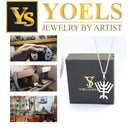 925 Silver and 9k Gold Eilat Stone Jerusalem Necklace,Eilat Stone Pendant