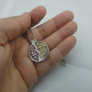 Handmade 925 Silver 9k Gold Ani Le Dodi Pomegranate Pendant Necklace set With Garnets Judaica Gift