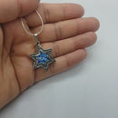 925 Silver Star of David Roman Glass Pendant Necklace, Star of David Pendant ,Unisex Star of David
