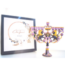 CohenTsemach Art&Gift purple Hanukkah Menorah Enamel Lions Star Of David Israel