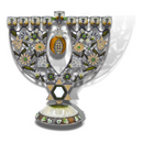 Cohen Tsemach Art&Gift Amazing Menorah Hanukkiah handmade,Green pomegranate