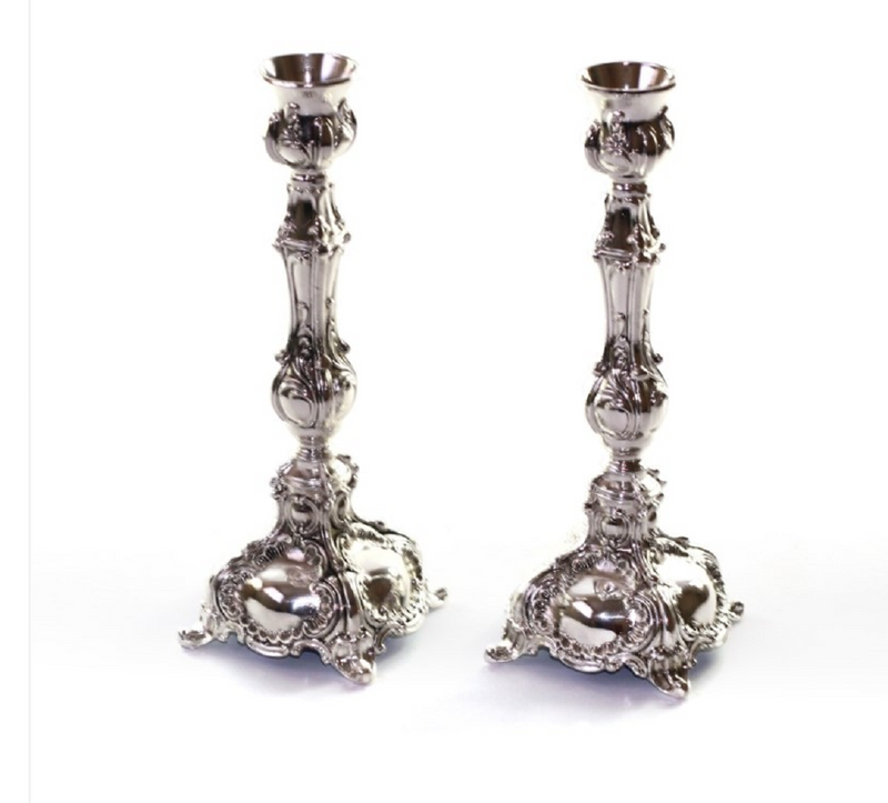 Amazing Candlesticks Pair Nickel Candle Holders Shabbat Judaica Israel Jewish.6