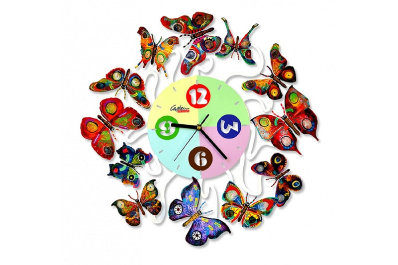 Spring Time Clock butterflies David Gerstein Wall Clocks Laser Sublimation Print