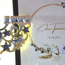 Cohen Tsemach Art & Gift Hand Painted Enamel Menorah Star of David Blue Hanukkiah hanukkah