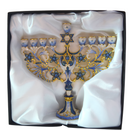 Cohen Tsemach Art & Gift Hand Painted Enamel Menorah Star of David Blue Hanukkiah hanukkah