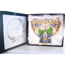 Cohen Tsemach Art&Gift Hanukkiah Blue Enamel Jerusalem pomegranate Menorah amazing menorah, combined with the old city of Jerusalem.