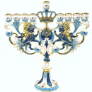 CohenTsemach Art&Gift Blue Hanukkah hanukkiah Menorah Enamel Lions Star Of David