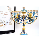 CohenTsemach Art&Gift Blue Hanukkah hanukkiah Menorah Enamel Lions Star Of David