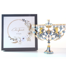 CohenTsemach Art&Gift Blue Hanukkah hanukkiah Menorah Enamel Lions Star Of David