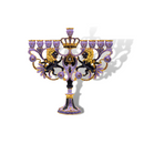CohenTsemach Art&Gift purple Hanukkah Menorah Enamel Lions Star Of David Israel