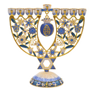 Cohen Tsemach Art&Gift Amazing Menorah Hanukkiah handmade,Blue pomegranate