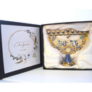 Cohen Tsemach Art & Gift Enamel Menorah Star of David & Jerusalem Hand Painted Hanukkiah Blue