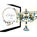 CohenTsemach Art&Gift Blue Hanukkah hanukkiah Menorah Enamel Lions Star Of David