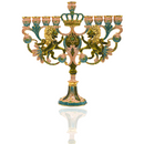 Cohen Tsemach Art&Gift Turquoise Hanukkah Menorah Enamel Lions Star Of David Hanukkiah