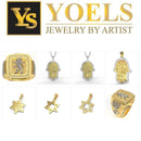 925 Silver and 9k Gold Eilat Stone Jerusalem Necklace,Eilat Stone Pendant